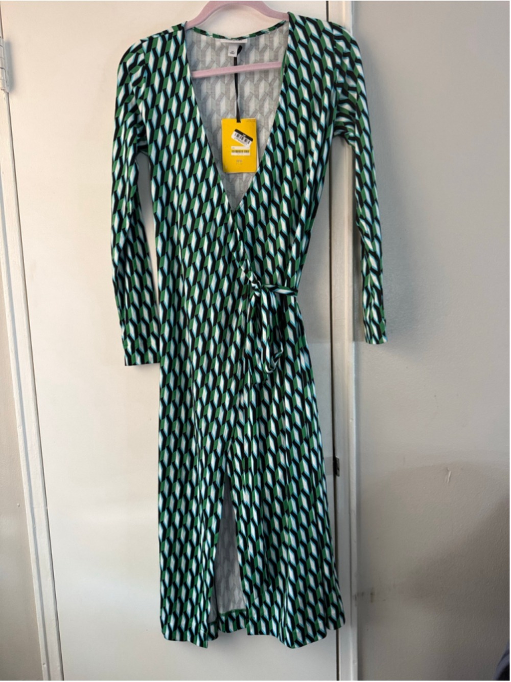 Diane Von Furstenberg Target Arrow Print Wrap Dress Green XS Limited Edition